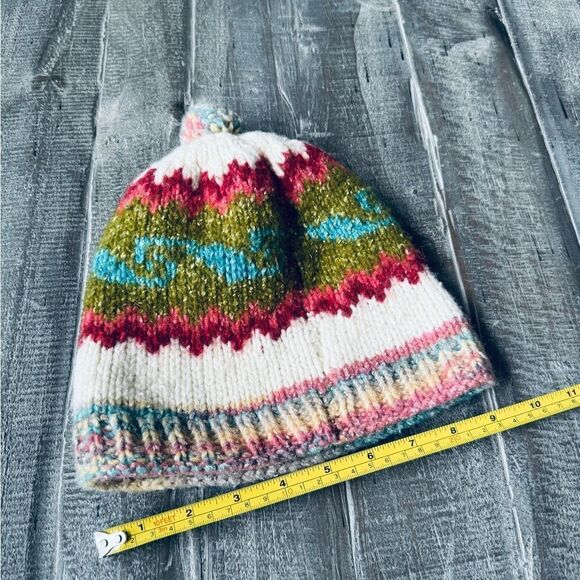 Hand Knit Crochet Boho Wool Winter Beanie Hat - Picture 3 of 4